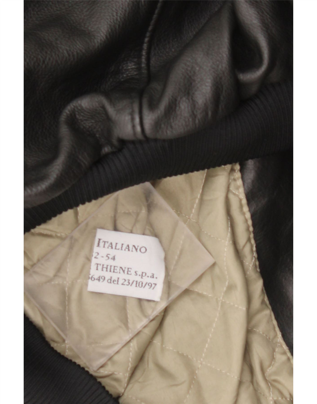 VINTAGE Mens Military Leather Jacket IT 52 XL Black