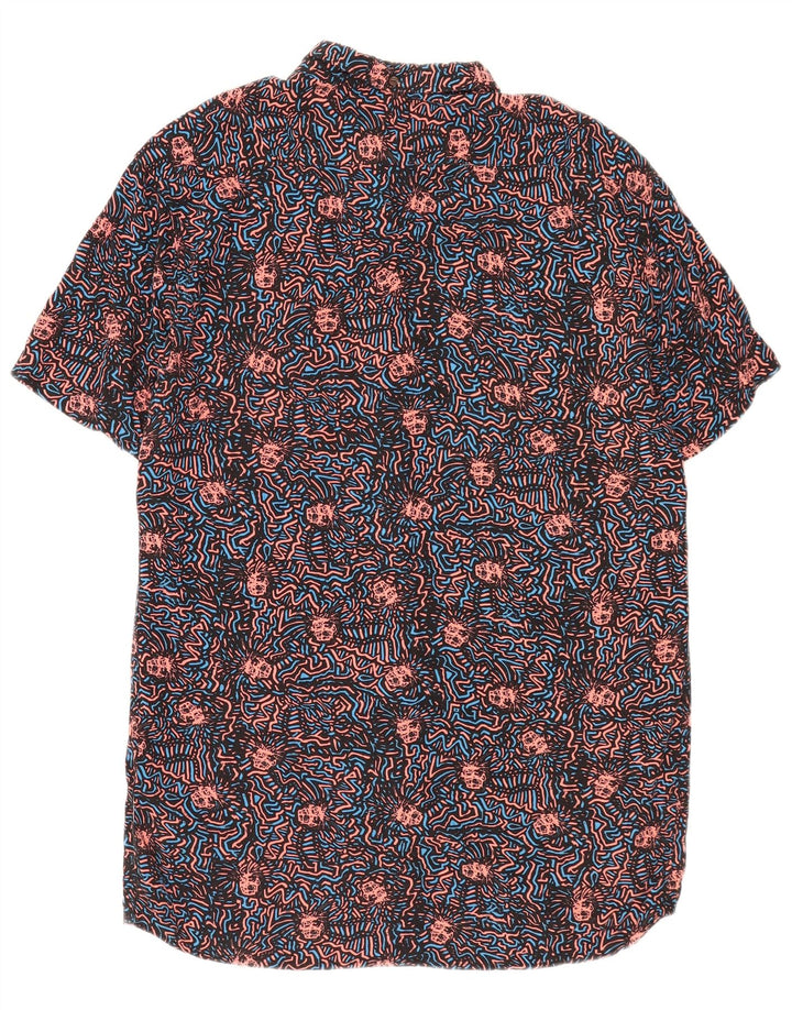 Quiksilver Mens Abstract Pattern Slim Shirt XL Black Viscose