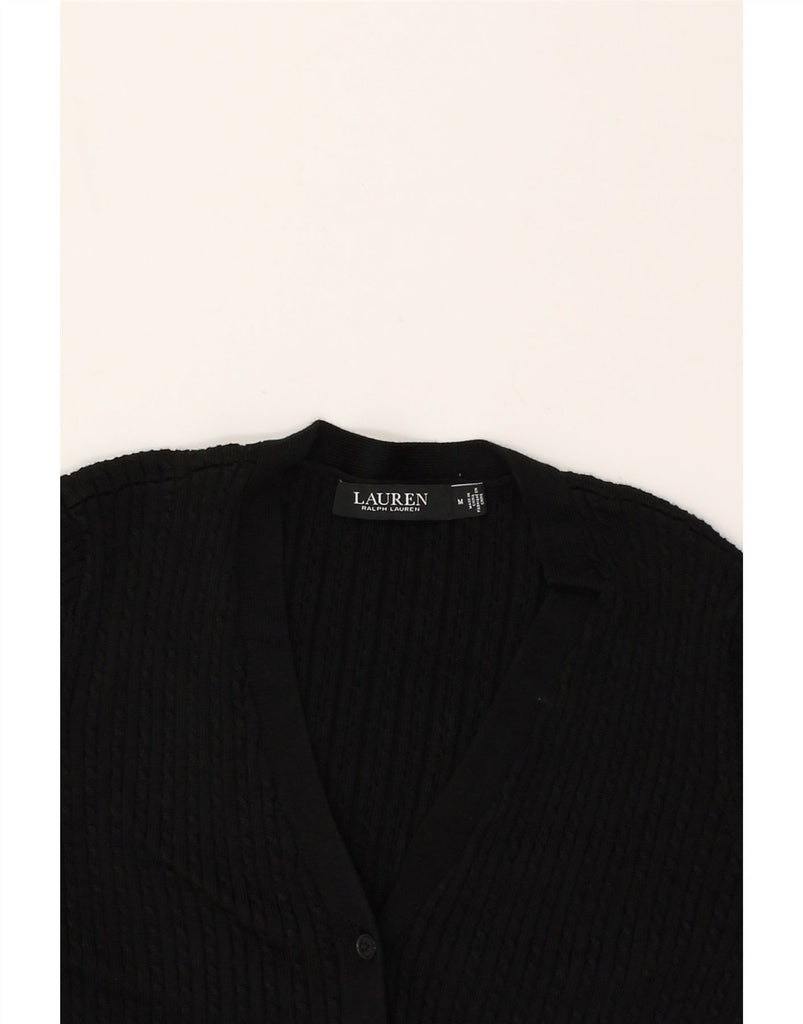 RALPH LAUREN Womens Crop Cardigan Sweater UK 12 Medium Black Viscose | Vintage Ralph Lauren | Thrift | Second-Hand Ralph Lauren | Used Clothing | Messina Hembry 