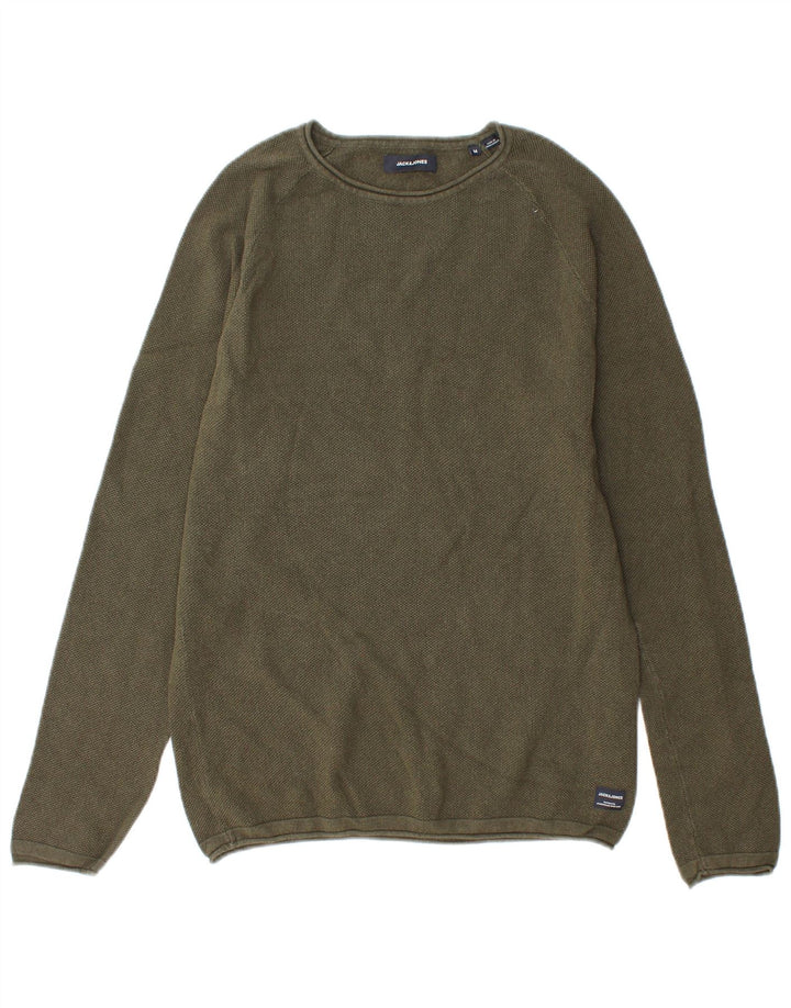 Jack & Jones Mens Crew Neck Jumper Sweater Medium Green Cotton