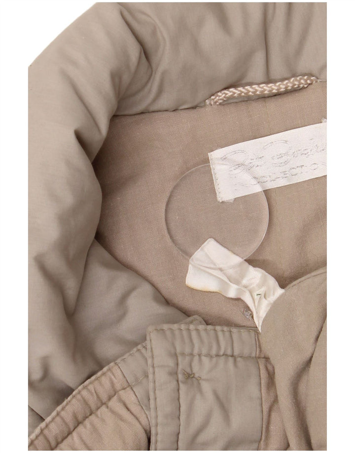 Vintage Womens Oversized Overcoat EU 40 Medium Beige Polyester