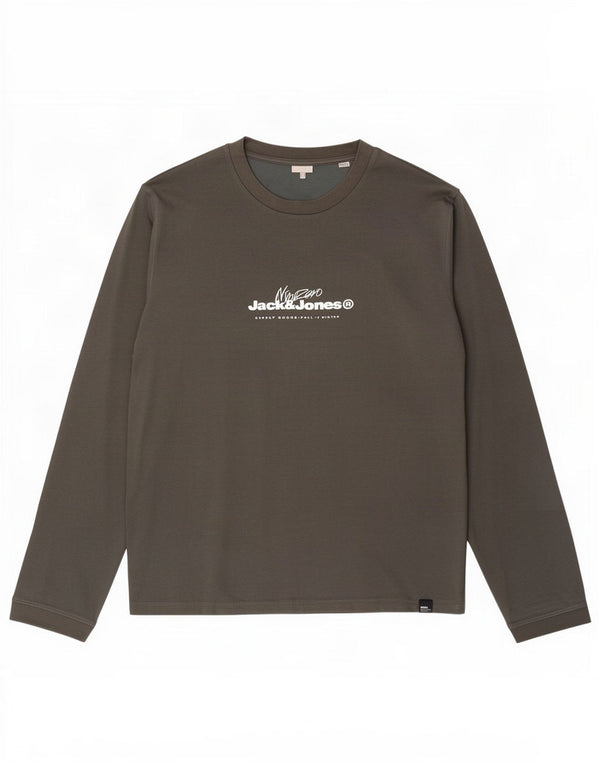Jack & Jones Mens Graphic Top Long Sleeve XL Green Cotton