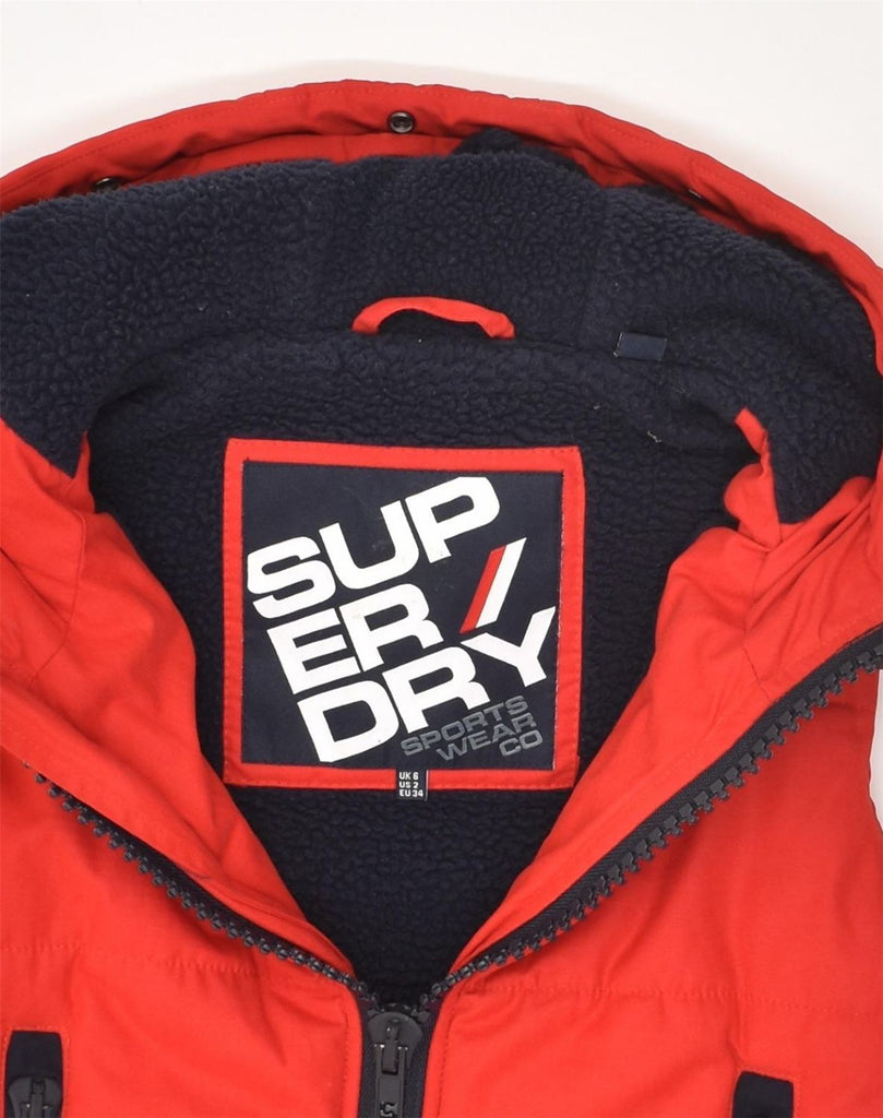 SUPERDRY Womens Hooded Padded Gilet UK 6 XS  Red Polyester | Vintage Superdry | Thrift | Second-Hand Superdry | Used Clothing | Messina Hembry 