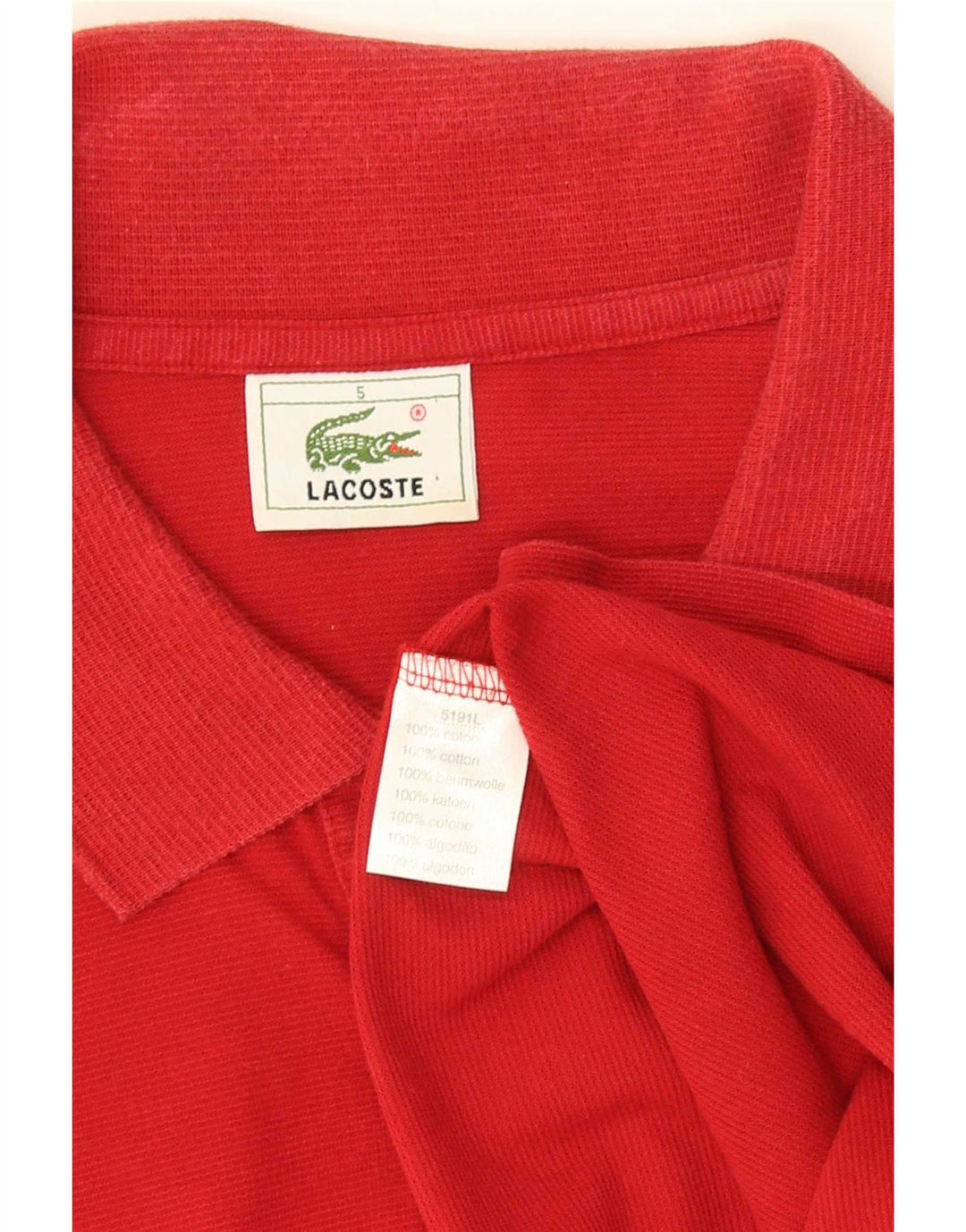 Lacoste Mens Polo Shirt Size 5 Large Red Cotton