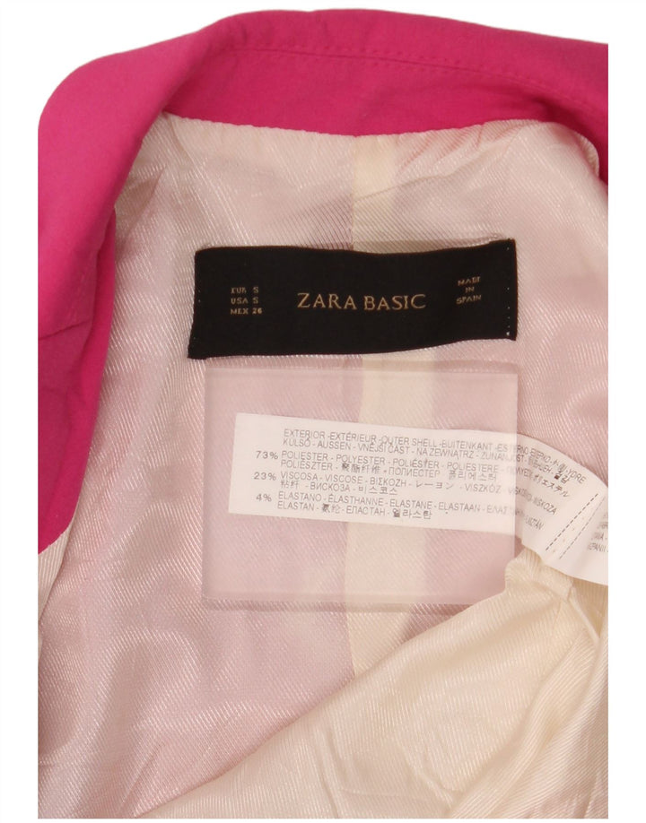 Zara Womens 1 Button Blazer Jacket UK 10 Small Pink Polyester
