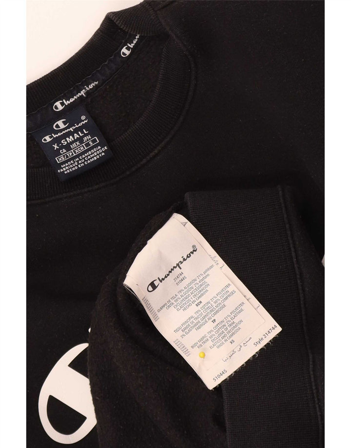 Champion Mens Graphic Sweatshirt Jumper XS Black Cotton