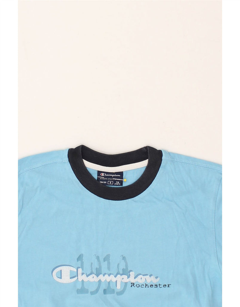 CHAMPION Boys Graphic Top Long Sleeve 7-8 Years Small Blue Cotton | Vintage Champion | Thrift | Second-Hand Champion | Used Clothing | Messina Hembry 