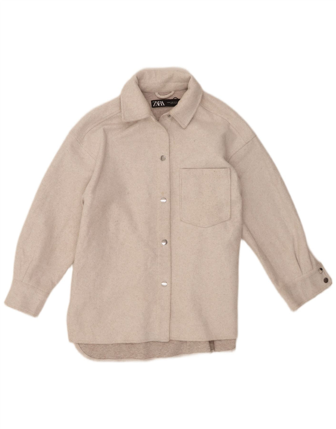 Zara Womens Shacket Jacket UK 6 XS Beige Polyester