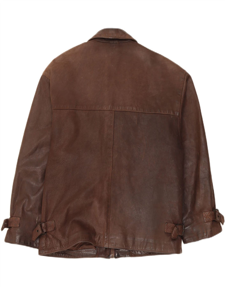 Vintage Mens Leather Jacket UK 36 Small Brown