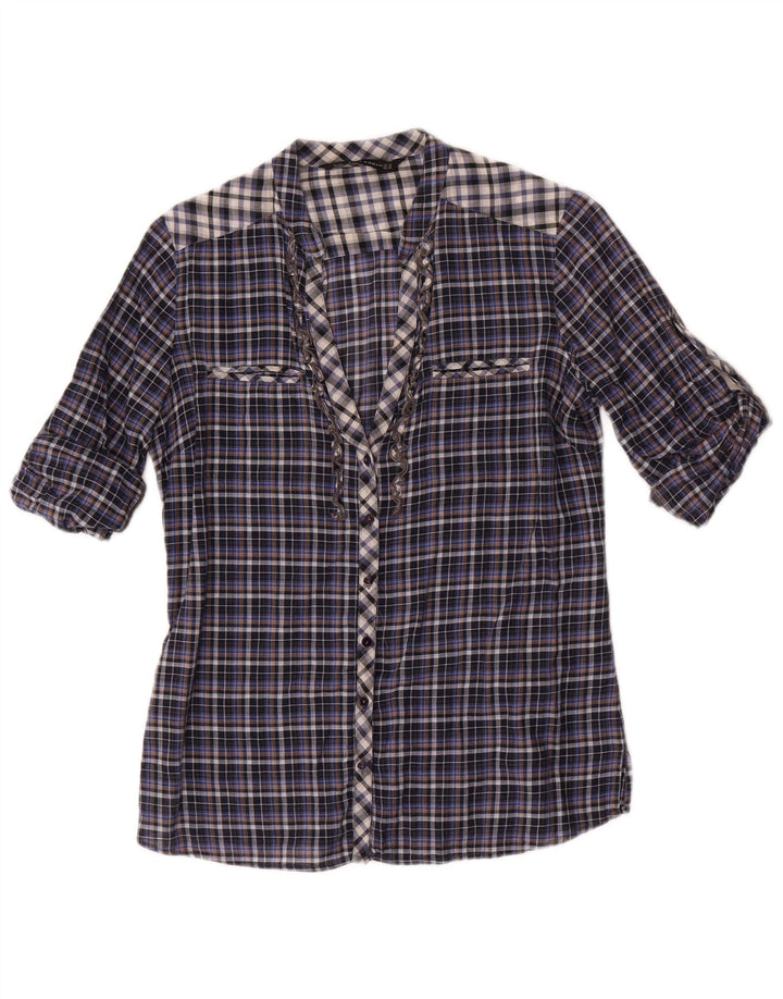 ZARA Womens Oversized Shirt Blouse UK 6 XS Multicoloured Check