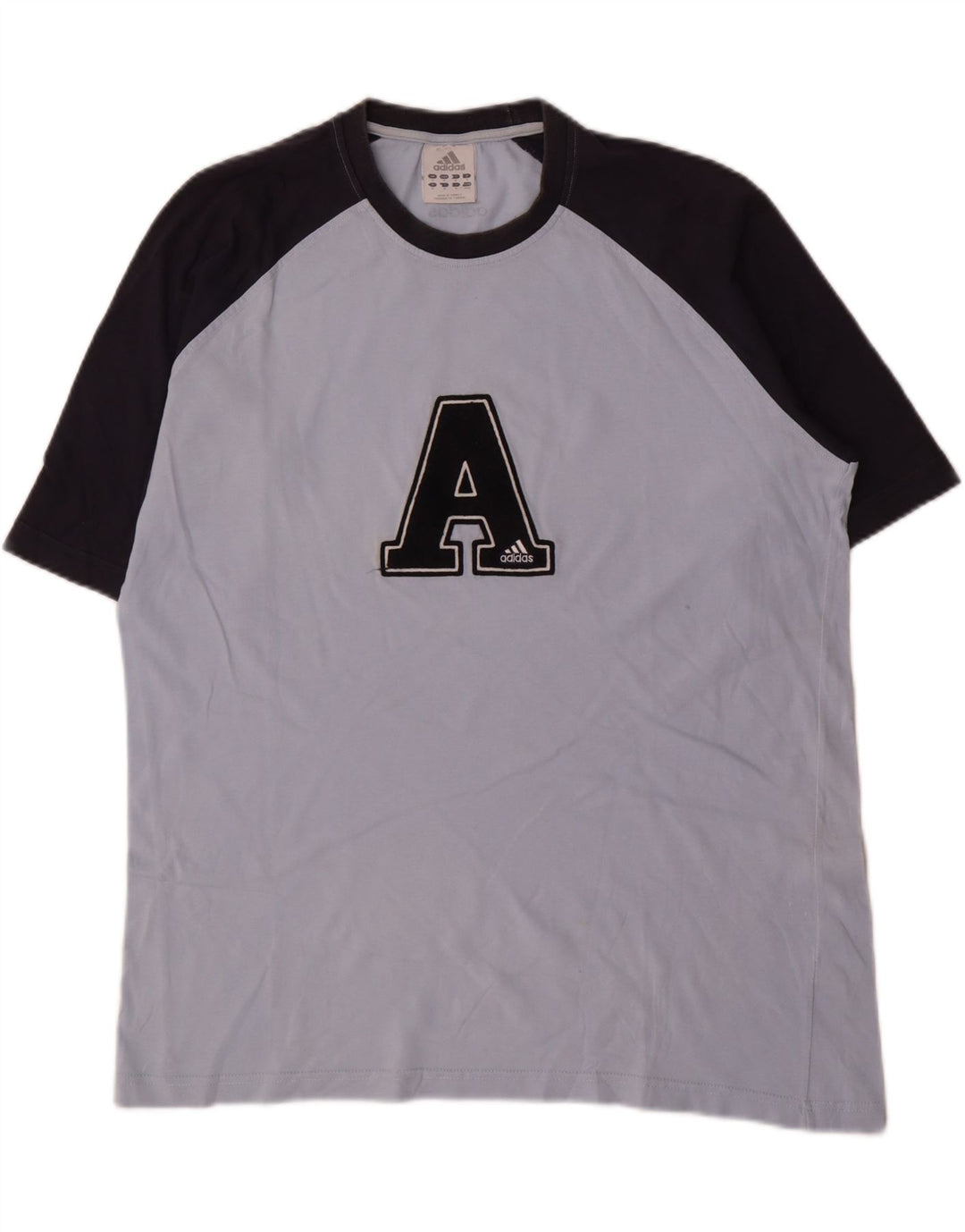 Adidas Mens Graphic T-Shirt Top Medium Blue Colourblock Cotton
