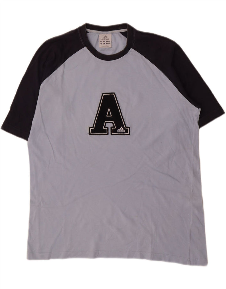 Adidas Mens Graphic T-Shirt Top Medium Blue Colourblock Cotton