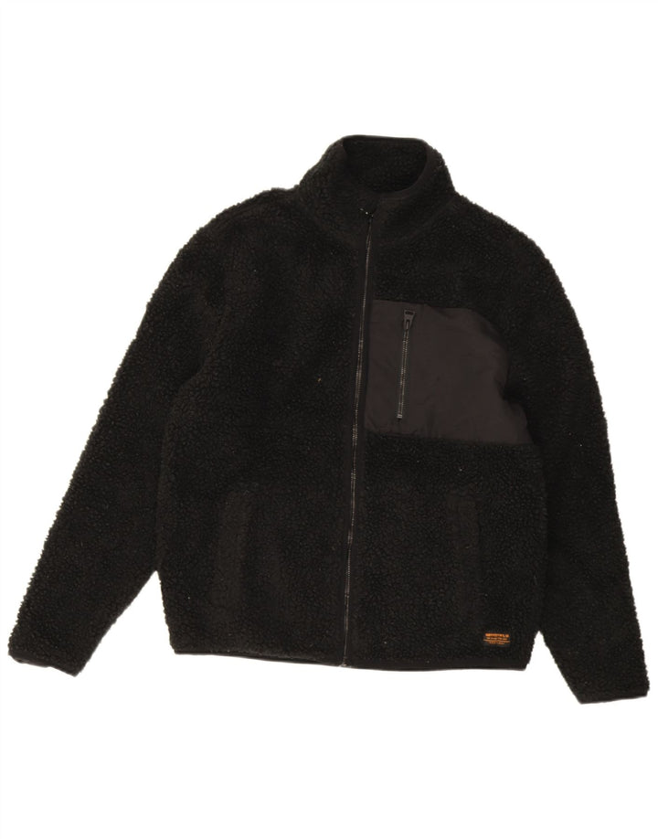 Superdry Mens Fleece Jacket UK 36 Small Black Polyester