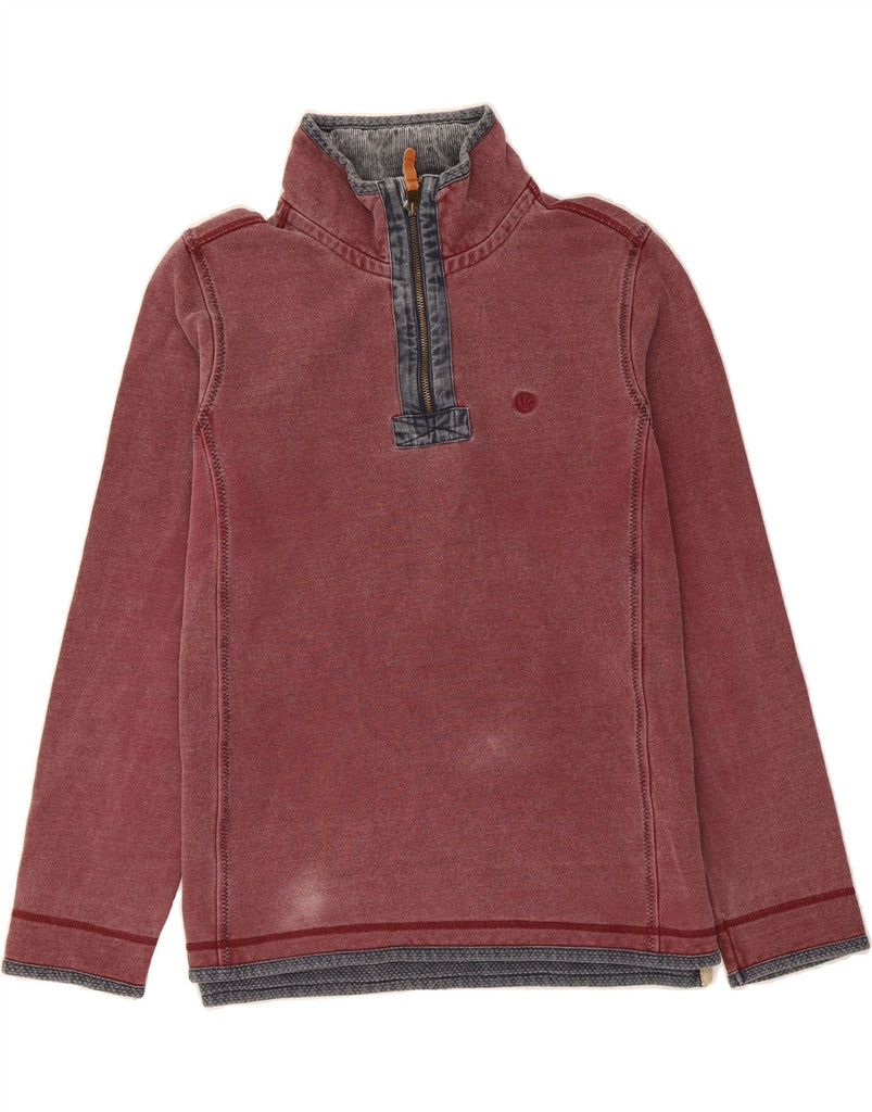 FAT FACE Mens Zip Neck Sweatshirt Jumper Medium Maroon Cotton Vintage Fat Face and Second-Hand Fat Face from Messina Hembry 