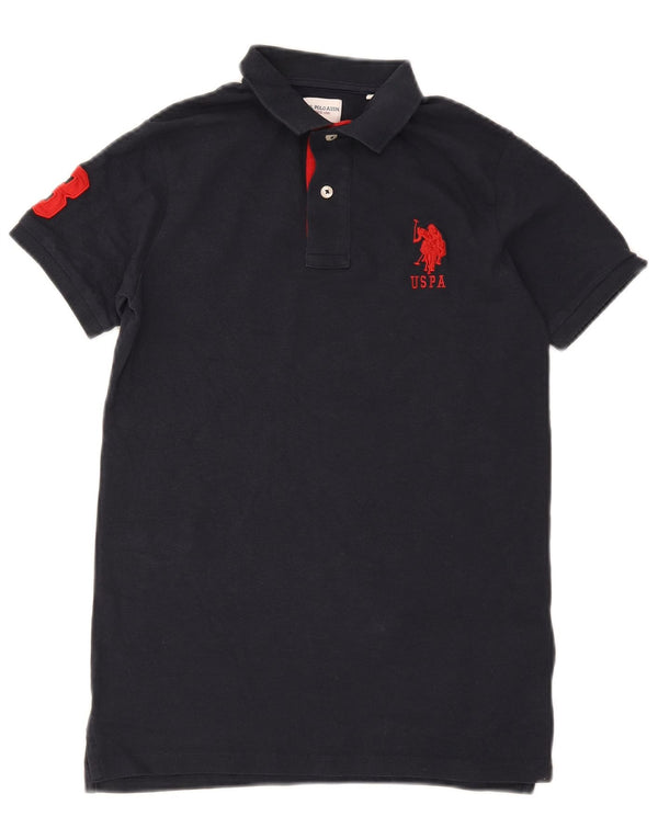 US Polo Assn Boys Short Sleeve Graphic Shirt 12-13 Years Navy Blue Cotton