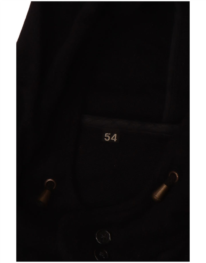 VINTAGE Mens Hooded Duffle Coat IT 54 2XL Navy Blue