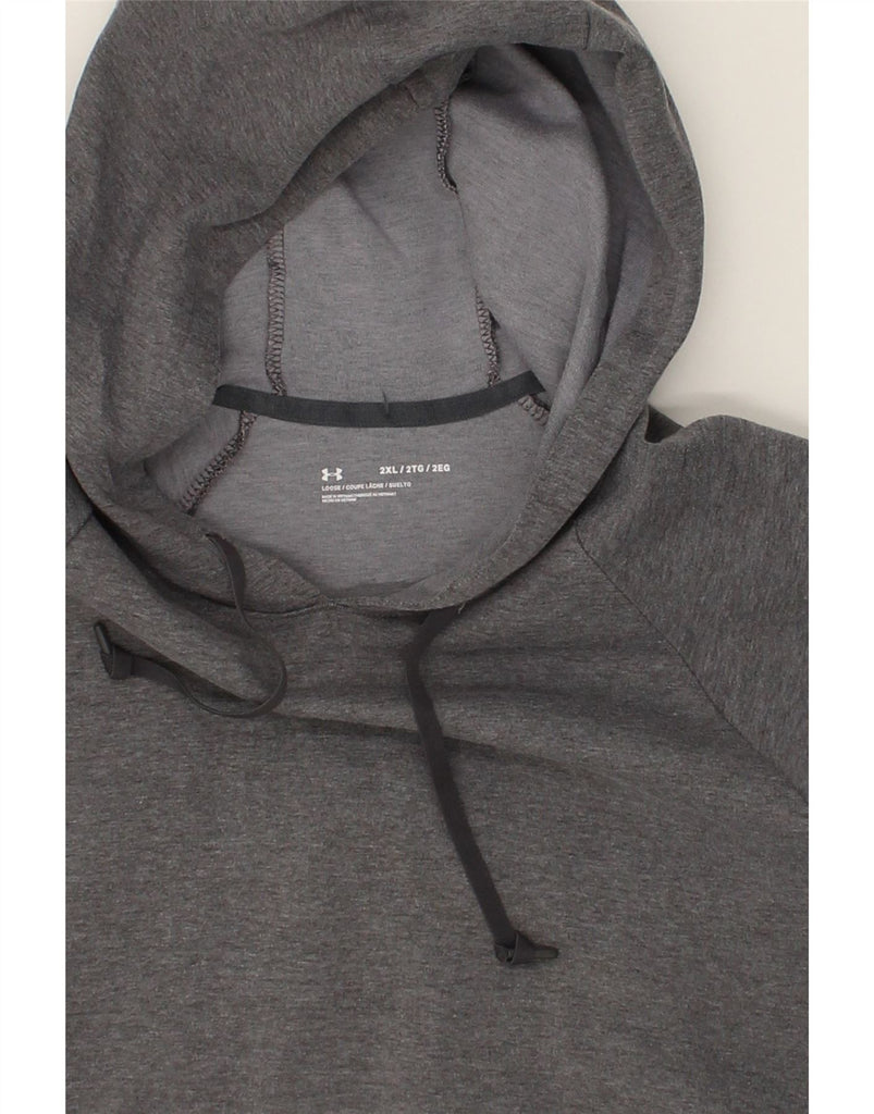 UNDER ARMOUR Mens Hoodie Jumper 2XL Grey Colourblock Cotton | Vintage Under Armour | Thrift | Second-Hand Under Armour | Used Clothing | Messina Hembry 