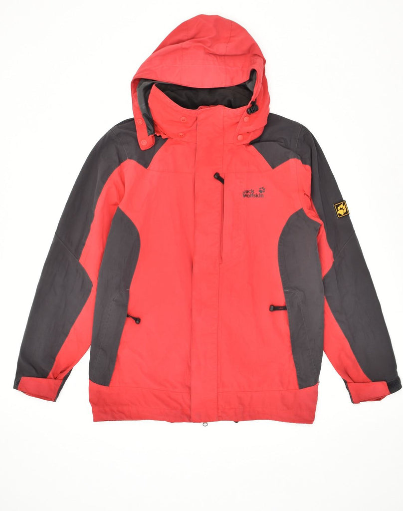 JACK WILLS Mens Hooded Rain Jacket UK 36 Small Red Colourblock Polyamide | Vintage Jack Wills | Thrift | Second-Hand Jack Wills | Used Clothing | Messina Hembry 