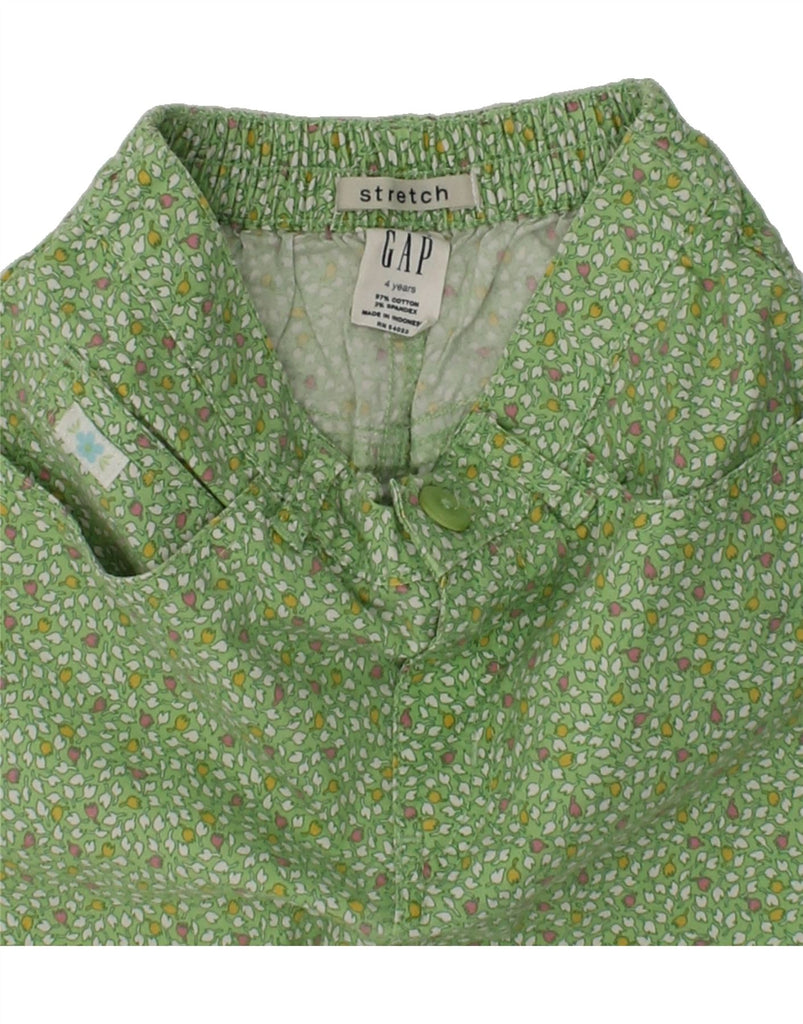 GAP Girls Wide Leg Casual Trousers 3-4 Years W20 L11  Green Floral Cotton | Vintage Gap | Thrift | Second-Hand Gap | Used Clothing | Messina Hembry 
