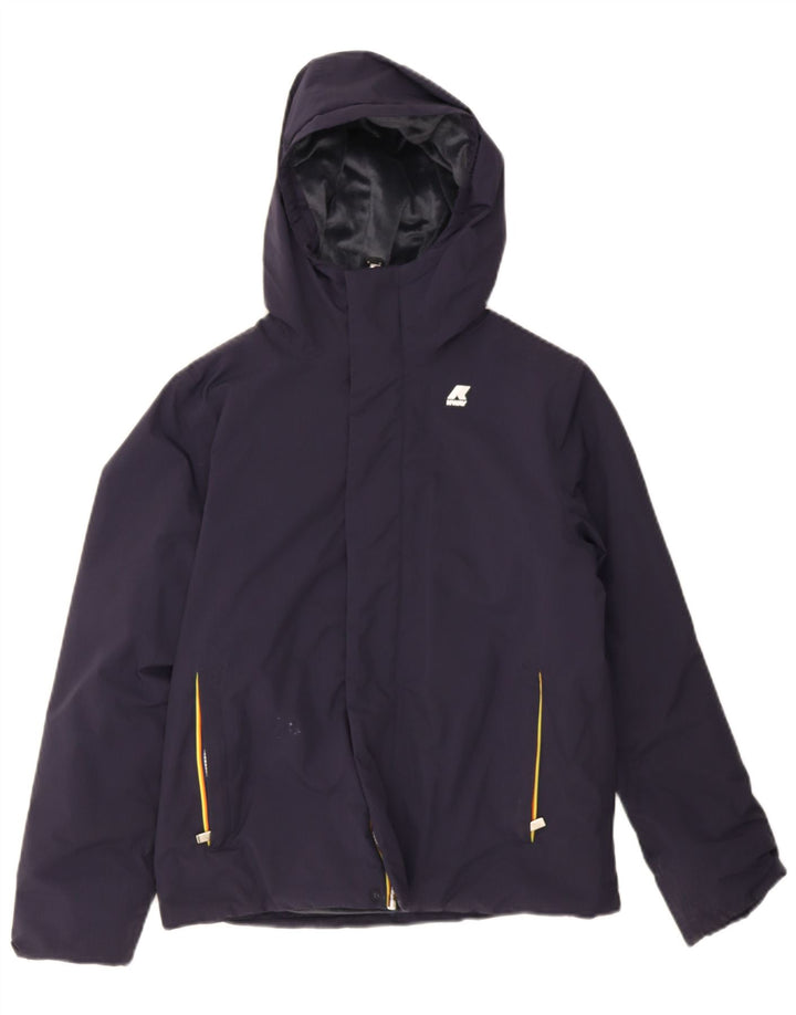 K-Way Boys Hooded Windbreaker Jacket 11-12 Years Navy Blue Polyamide