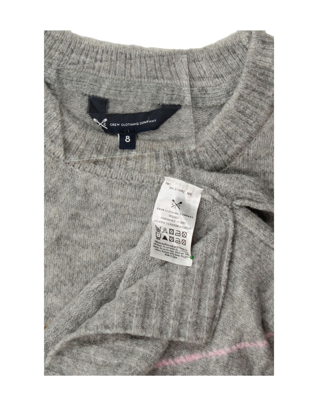 CREW CLOTHING Womens Crew Neck Jumper Sweater UK 8 Small Grey Vintage Crew Clothing and Second-Hand Crew Clothing from Messina Hembry 