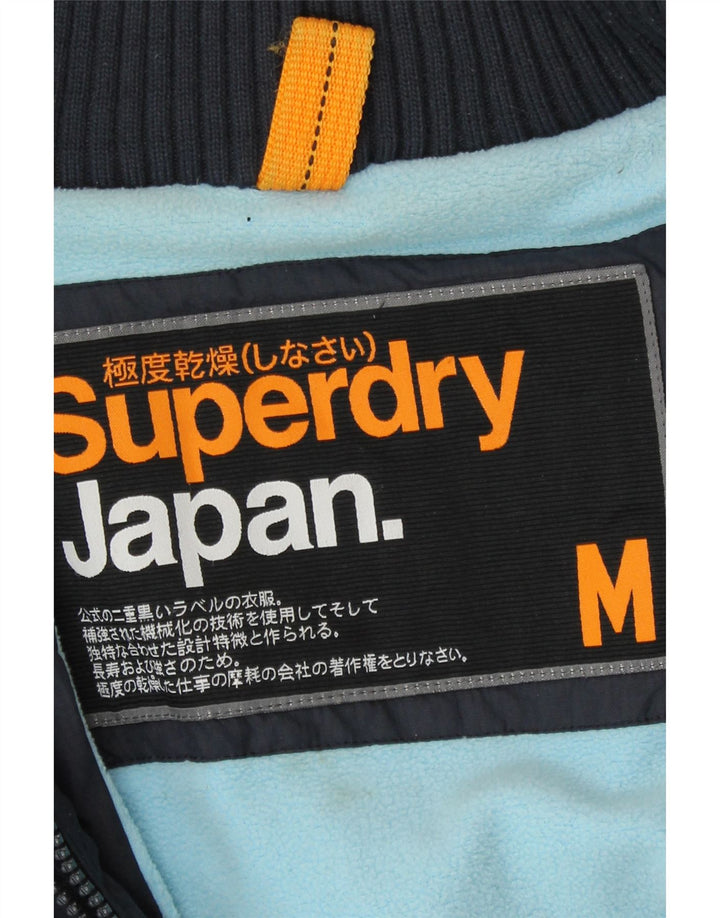 Superdry Womens Hooded Windbreaker Jacket UK 14 Medium Navy Blue Nylon
