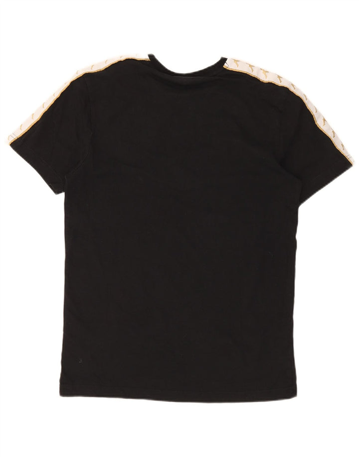 KAPPA Mens Graphic T-Shirt Top Medium Black Colourblock Cotton