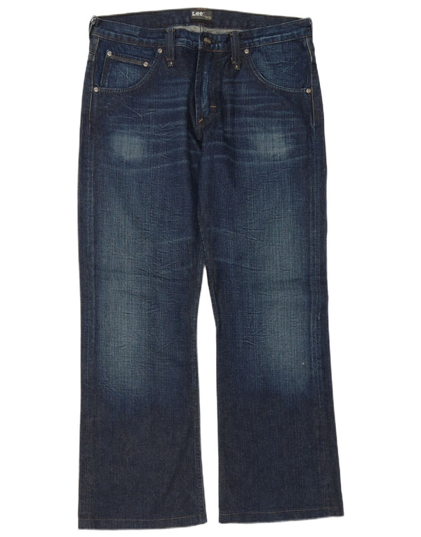 Lee Mens Clark Flared Jeans W34 L31 Navy Blue Cotton