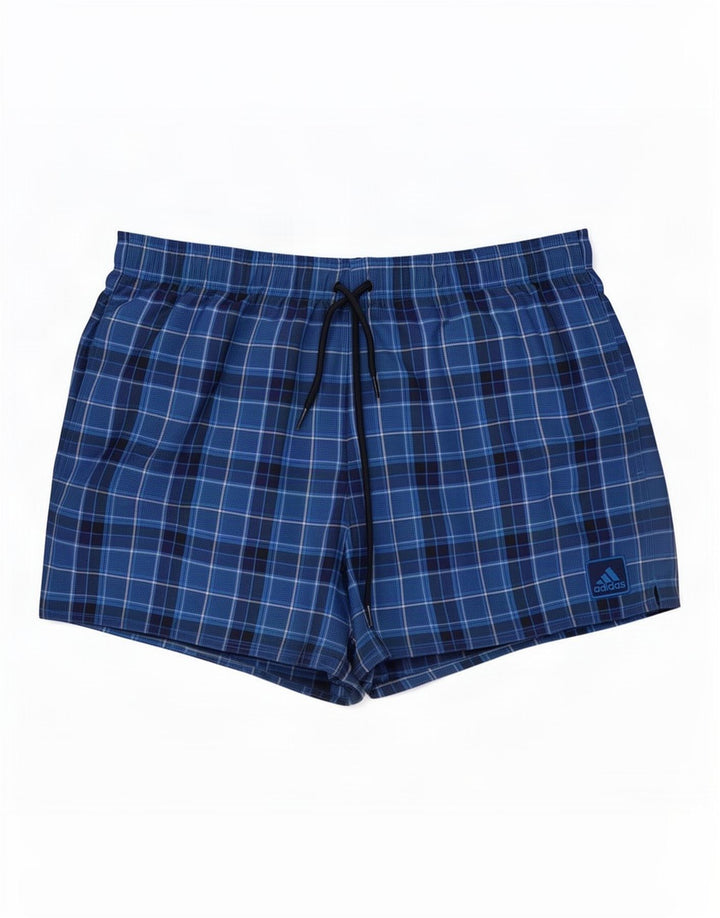 Adidas Mens Swimming Shorts Large Navy Blue Check Polyester
