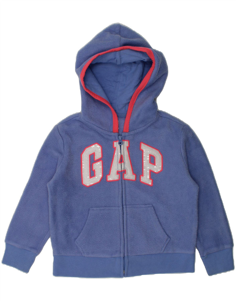 GAP Girls Graphic Hooded Fleece Jacket 4-5 Years XS Blue Polyester | Vintage Gap | Thrift | Second-Hand Gap | Used Clothing | Messina Hembry 