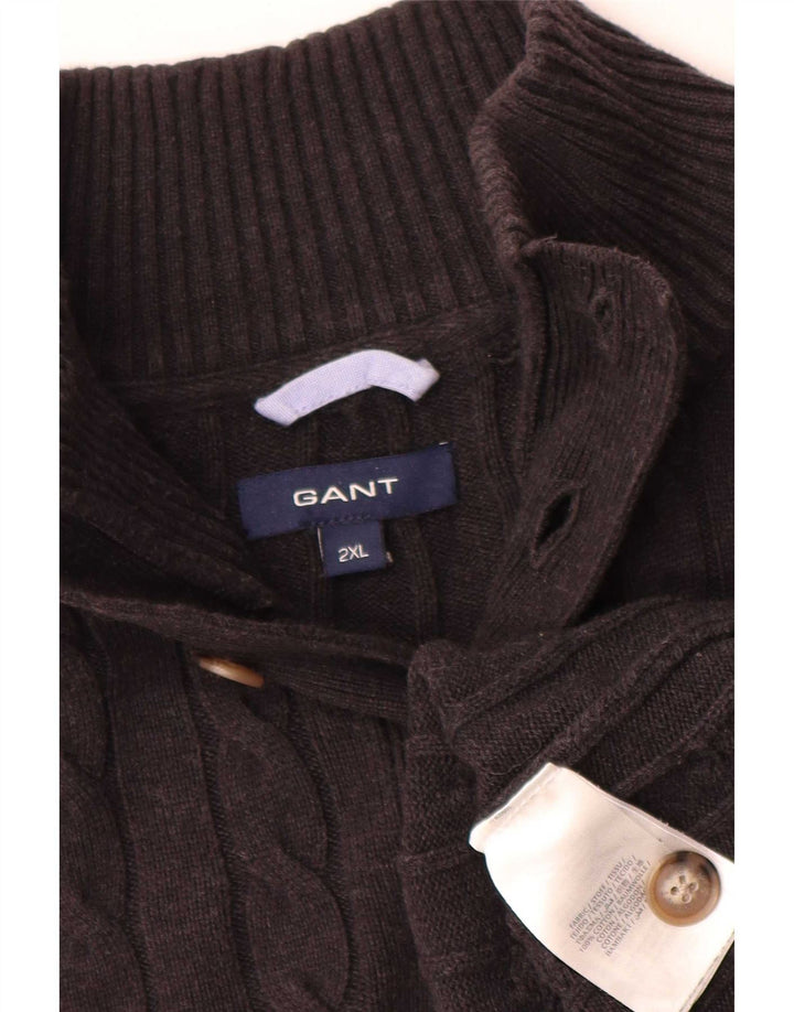 Gant Mens Button Neck Jumper Sweater 2XL Black Cotton