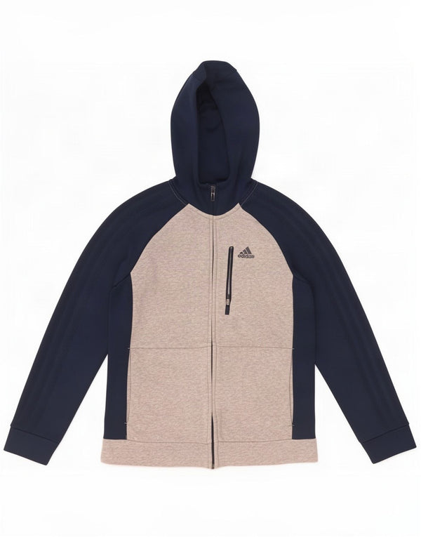 Adidas Girls Zip Hoodie Sweater 11-12 Years Grey Colourblock