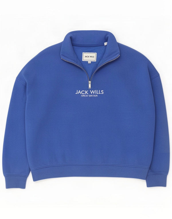 Jack Wills Womens Oversized Graphic Sweatshirt Jumper UK 14 Large Blue