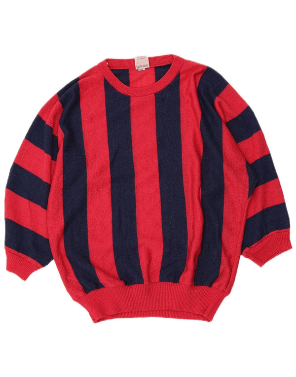 Vintage Womens 3/4 Sleeve Crew Neck Jumper Sweater IT 42 Medium Red Striped