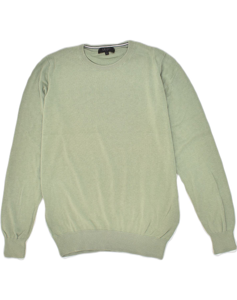 LIU JO Mens Crew Neck Jumper Sweater Medium Green Cotton | Vintage Liu Jo | Thrift | Second-Hand Liu Jo | Used Clothing | Messina Hembry 