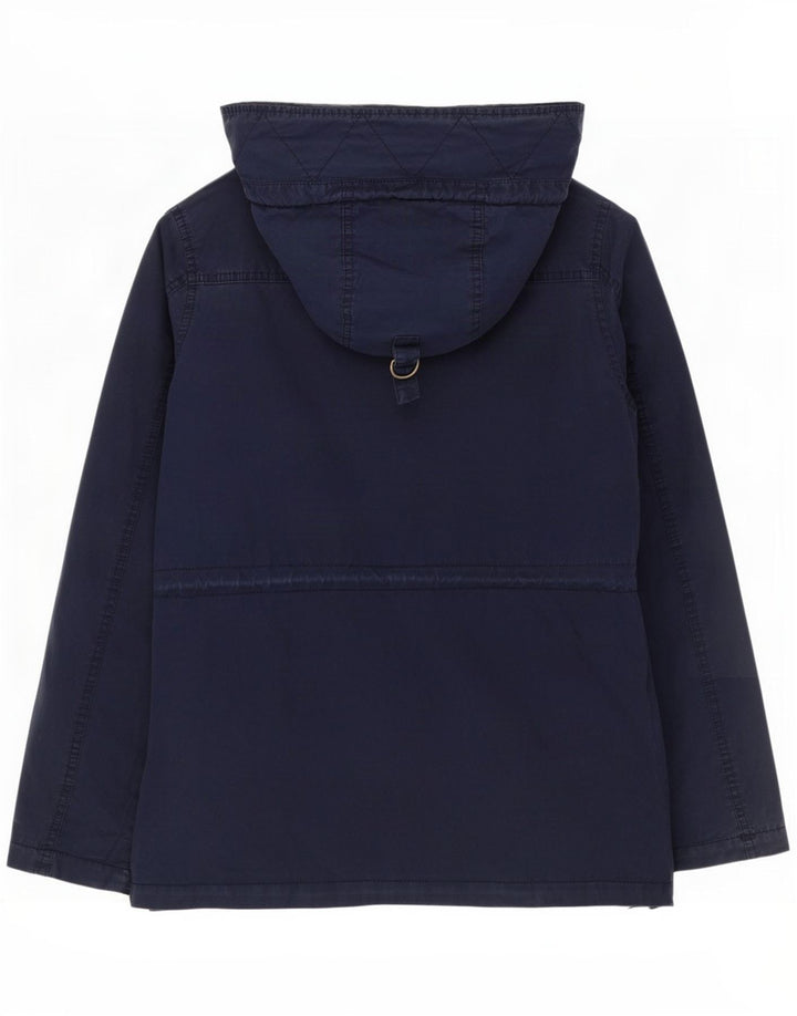 Fat Face Womens Hooded Parka Jacket UK 12 Medium Navy Blue Cotton