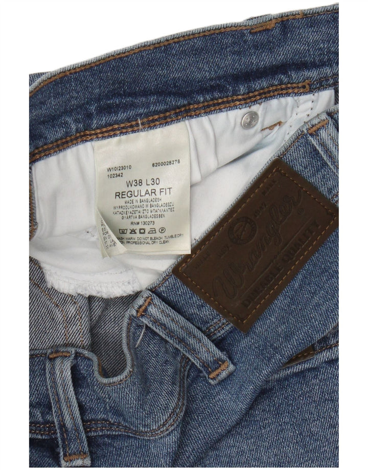 Wrangler Mens Regular Fit Straight Jeans W38 L30 Blue Cotton