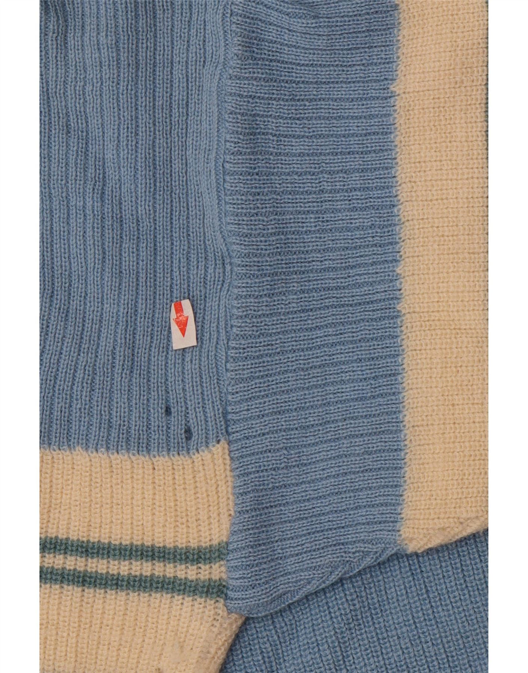 Vintage Mens Crew Neck Jumper Sweater IT 50 Medium Blue Striped Wool