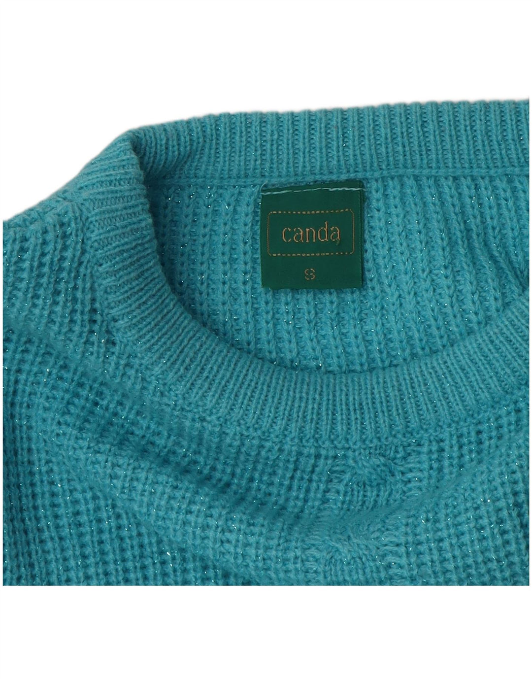 Canda Womens Oversized Crew Neck Jumper Sweater UK 10 Small Blue Acrylic