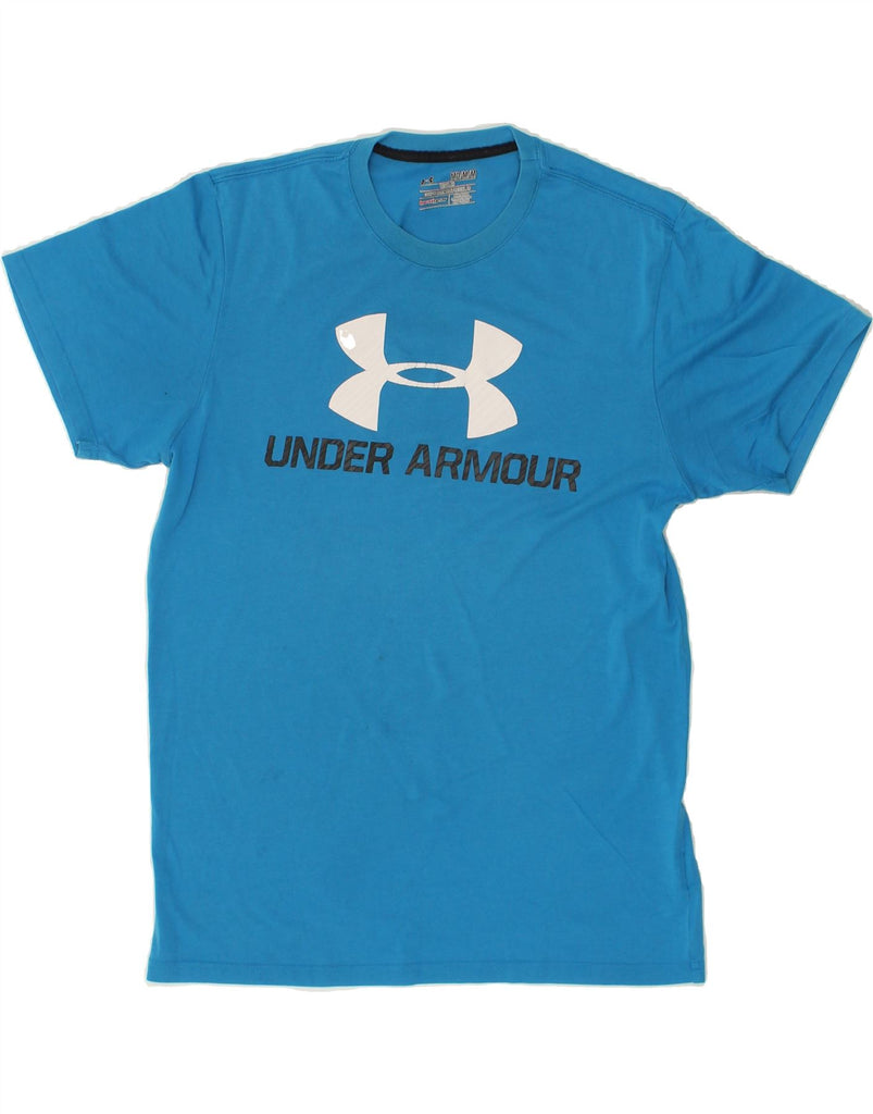 UNDER ARMOUR Mens Regular Graphic T-Shirt Top Medium Blue Cotton | Vintage Under Armour | Thrift | Second-Hand Under Armour | Used Clothing | Messina Hembry 