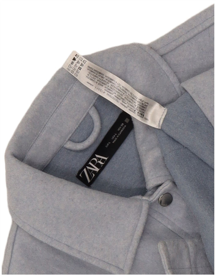 Zara Womens Crop Bomber Jacket UK 16 Large Blue Polyester