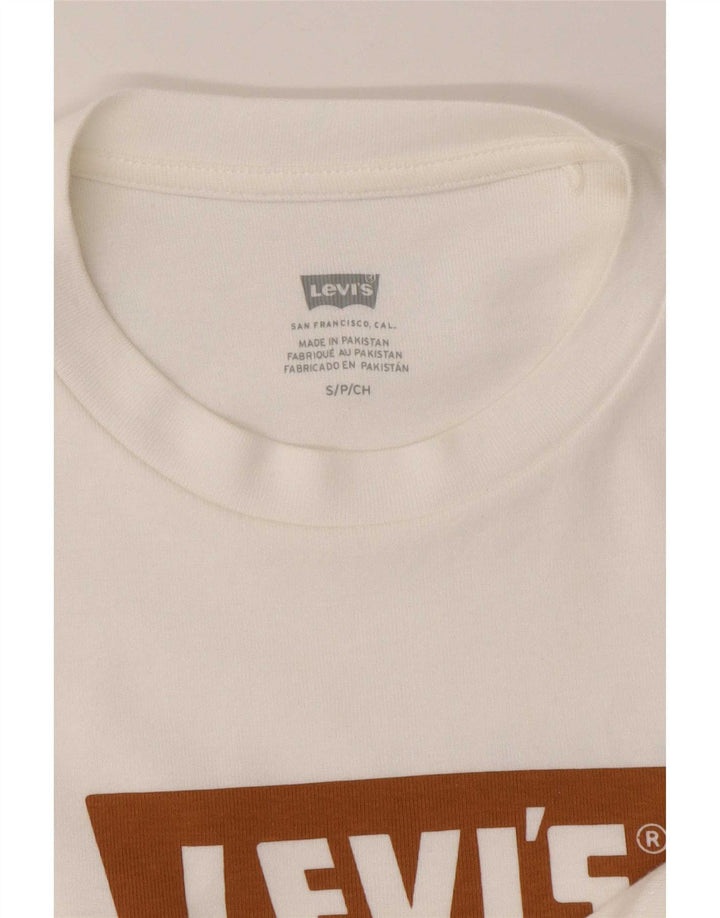 Levi's Womens Crop Graphic T-Shirt Top UK 8 Small White