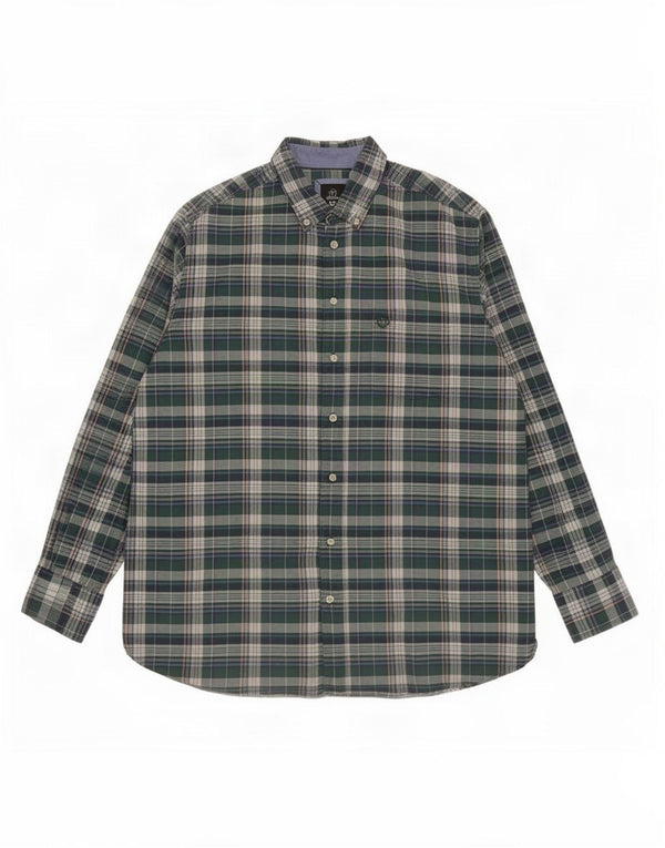 Bugatti Mens Shirt Size 41/42 Large Green Check