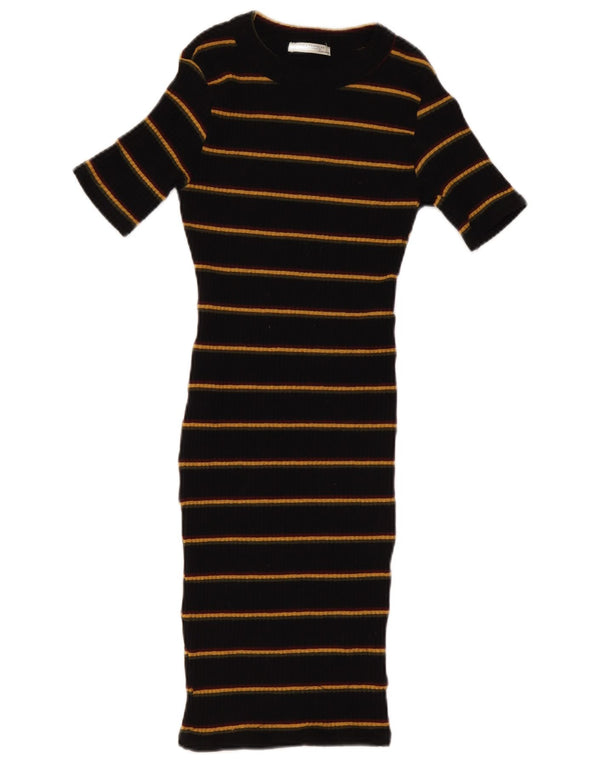Zara Womens Trafaluc Short Sleeves Jumper Dress UK 8 Small Black Striped