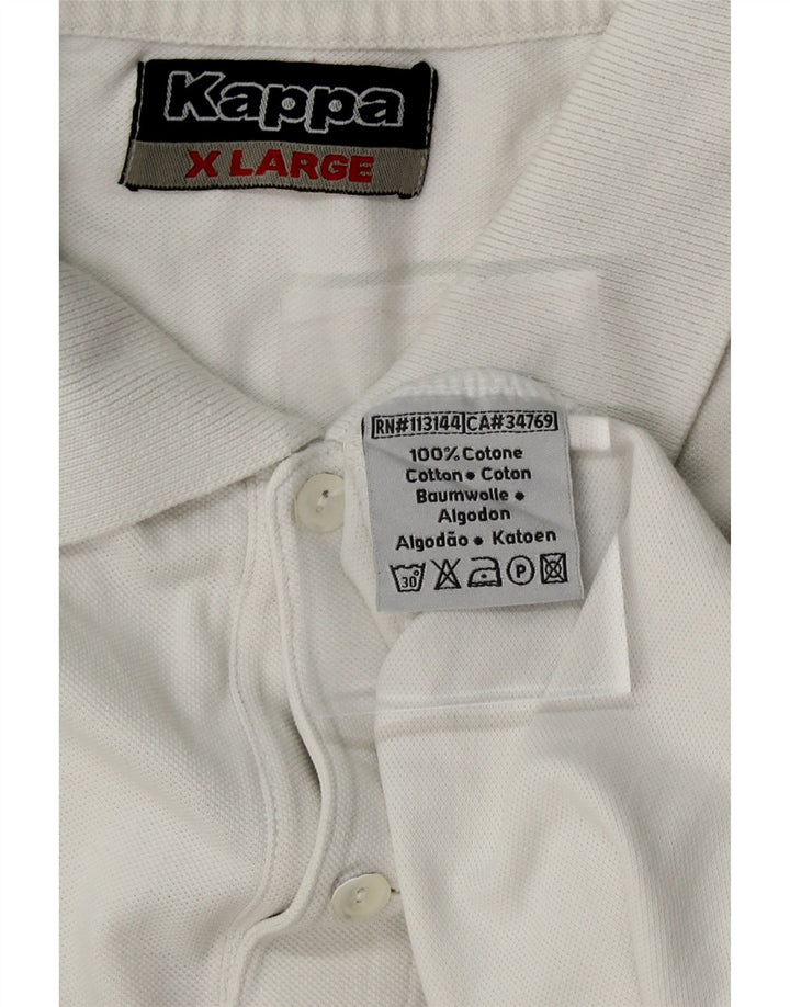 KAPPA Mens Long Sleeve Polo Shirt XL White Cotton Vintage Kappa and Second-Hand Kappa from Messina Hembry 