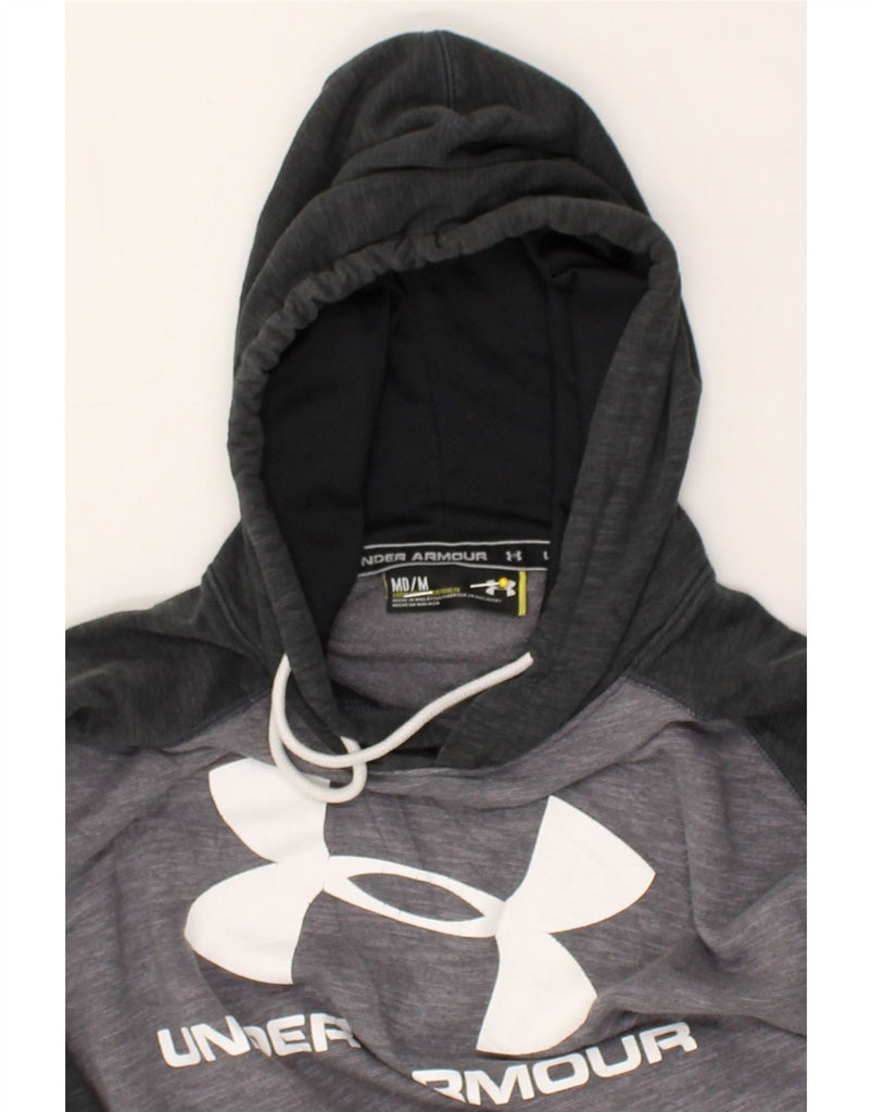 UNDER ARMOUR Mens Graphic Hoodie Jumper Medium Grey Colourblock Cotton | Vintage Under Armour | Thrift | Second-Hand Under Armour | Used Clothing | Messina Hembry 