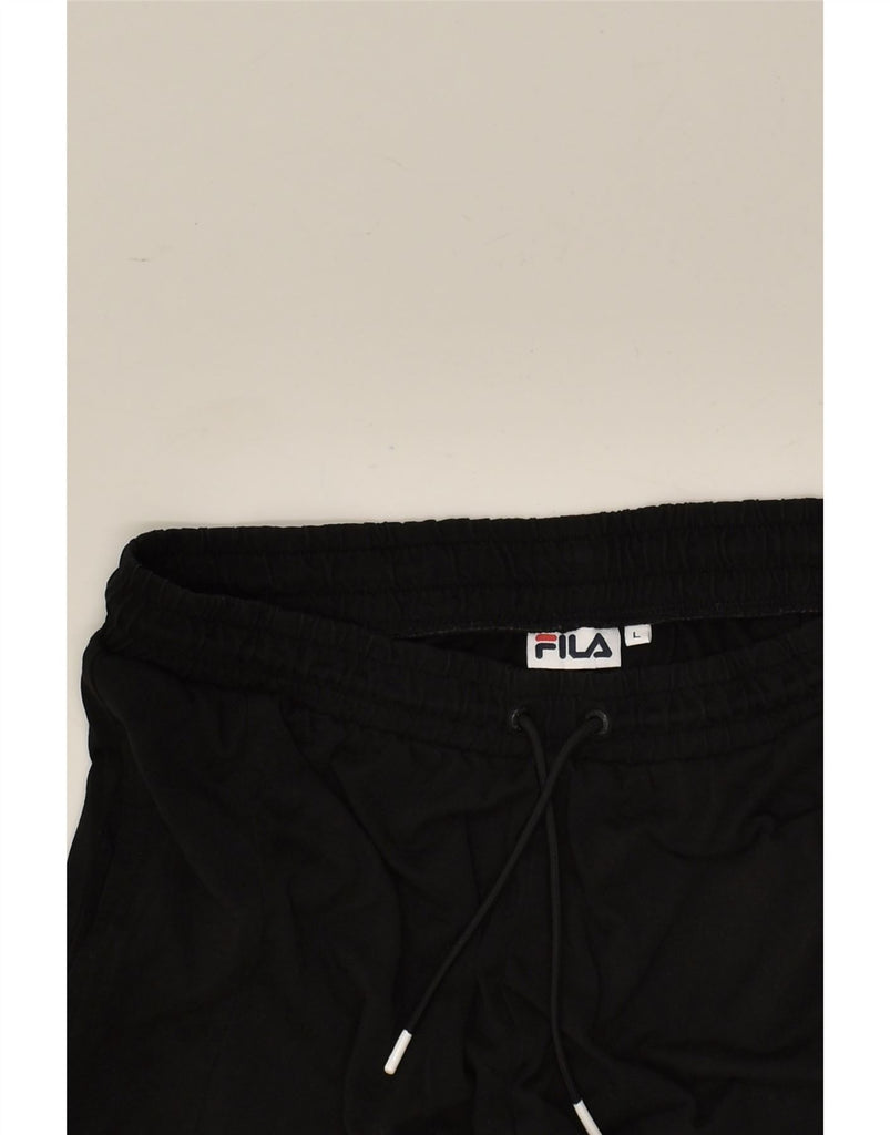 FILA Womens Graphic Sport Shorts UK 14 Large Black | Vintage Fila | Thrift | Second-Hand Fila | Used Clothing | Messina Hembry 