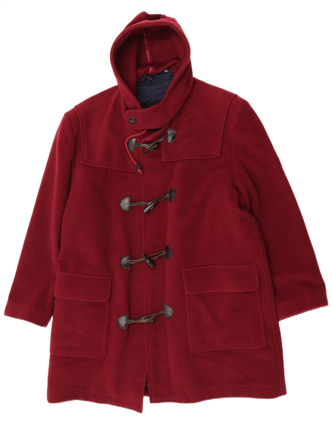 Marina Yachting Mens Hooded Loose Fit Duffle Coat IT 48 Medium Maroon Wool