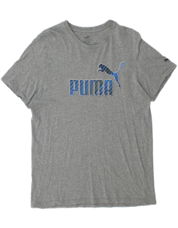 PUMA Mens Graphic T-Shirt Top Large Grey Flecked