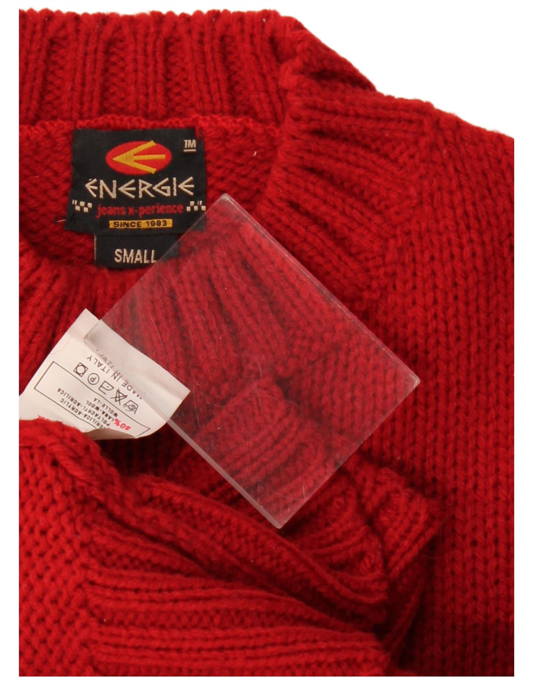 Energie Mens Turtle Neck Jumper Sweater Small Red Acrylic